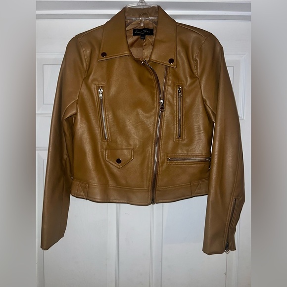Love Tree Jackets & Blazers - Love Tree Women's Tan Faux Leather Jacket